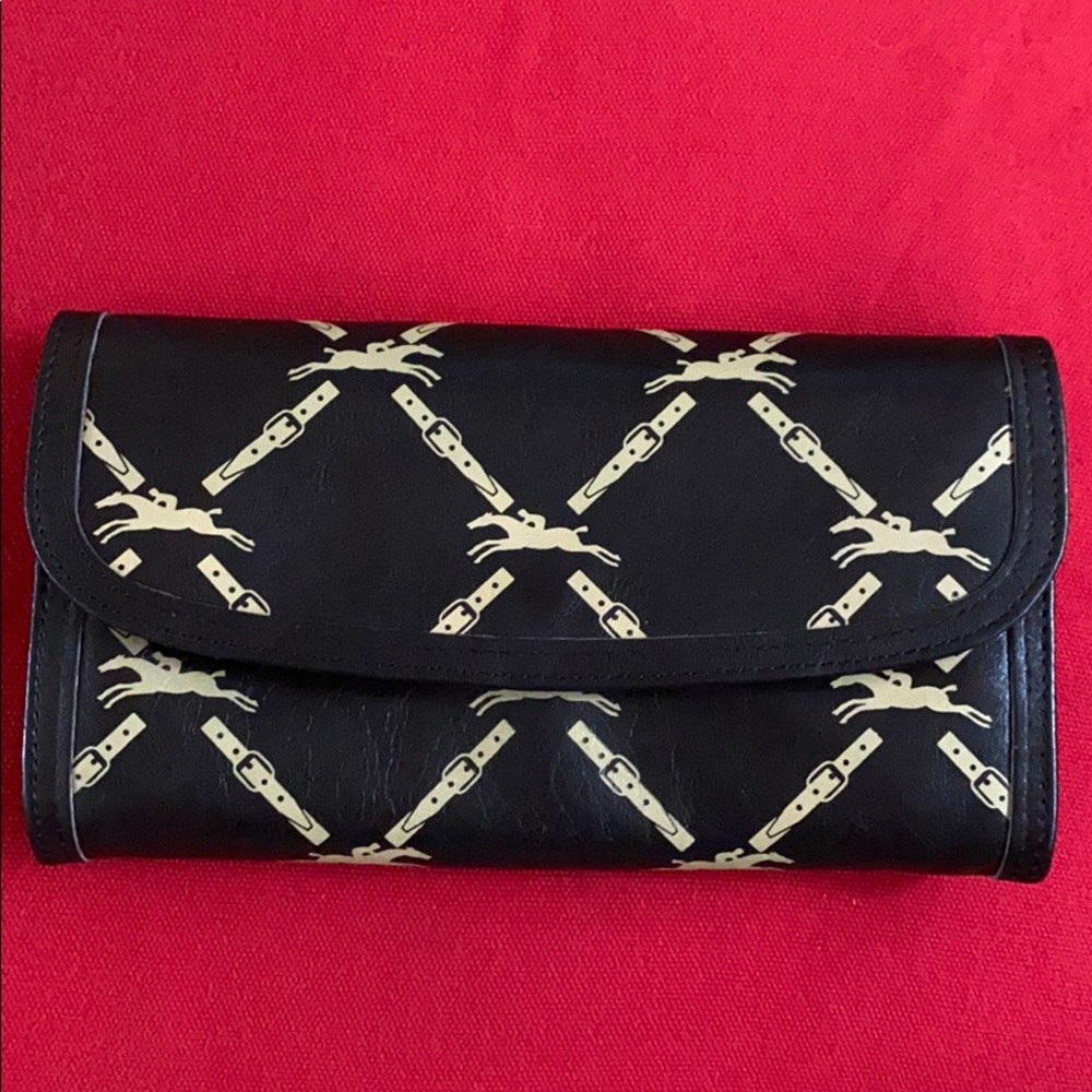 Longchamp leather monogram wallet
